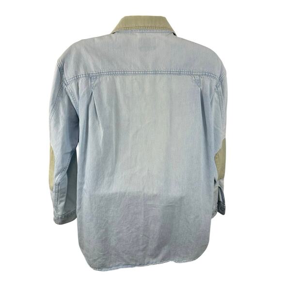 Vintage Woolrich Denim Lightwash Shirt Elbow Pads Size XL Western Utility - Picture 2 of 12